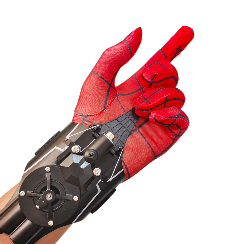 Spider-Man transmisor spinning guantes genuinos reales cuerda automática spinning seda de araña negro tecnología juguetes para niños