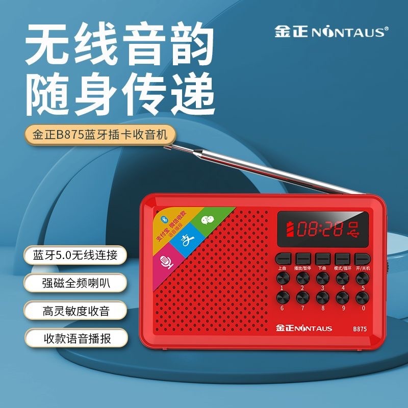高齢者向け多機能ラジオカード半導体 FM 音楽プレーヤーポータブルオーディオ MP3 Jinzheng B875|undefined