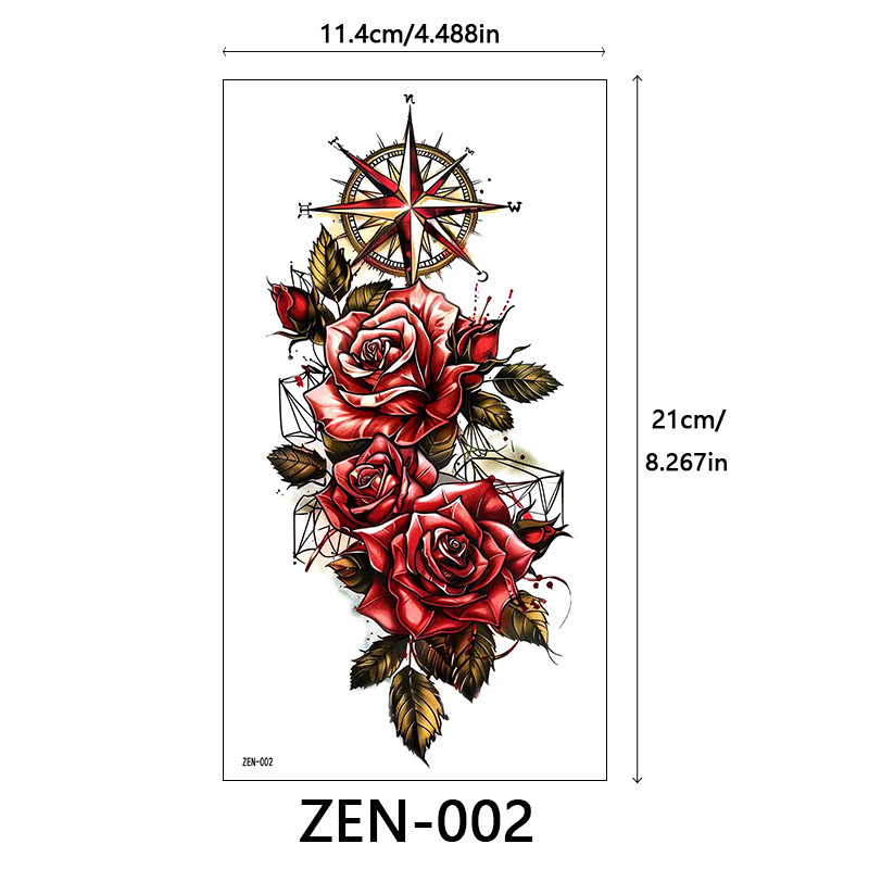 新品跨境 ZEN小全臂纹身贴半臂纹身贴动物花朵万圣节纹身贴tattoo|undefined
