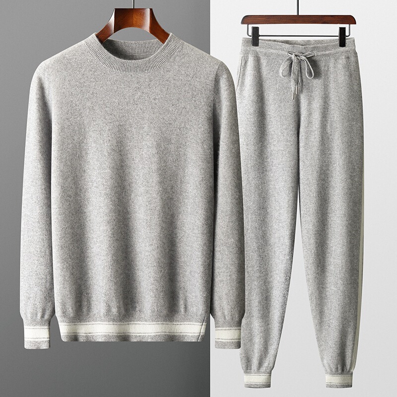 2024 New Casual Sports Cashmere Sweater Set in Camel, Light Gray, Navy Blue, and Charcoal Gray in Stock