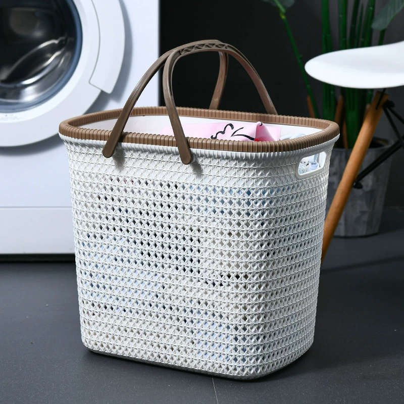 Ротанговая Бытовая утолщенная пластиковая корзина для белья для хранения всякой всячины для игрушек Бытовая корзина для хранения белья в ванной комнате