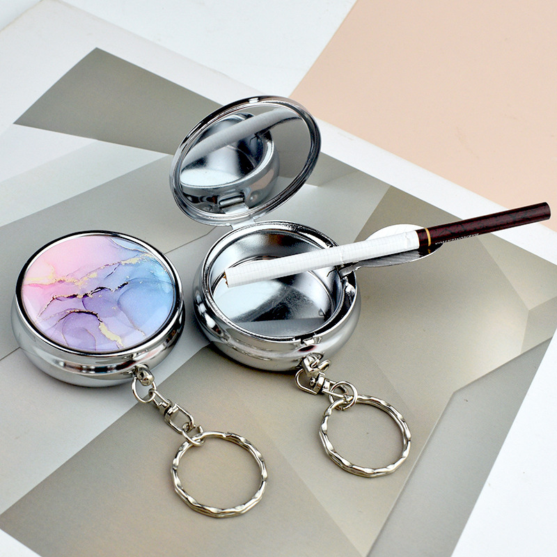 Metal Ashtray Portable Round Car Carry-On Ashtray Mini Ashtray as Gift Logo