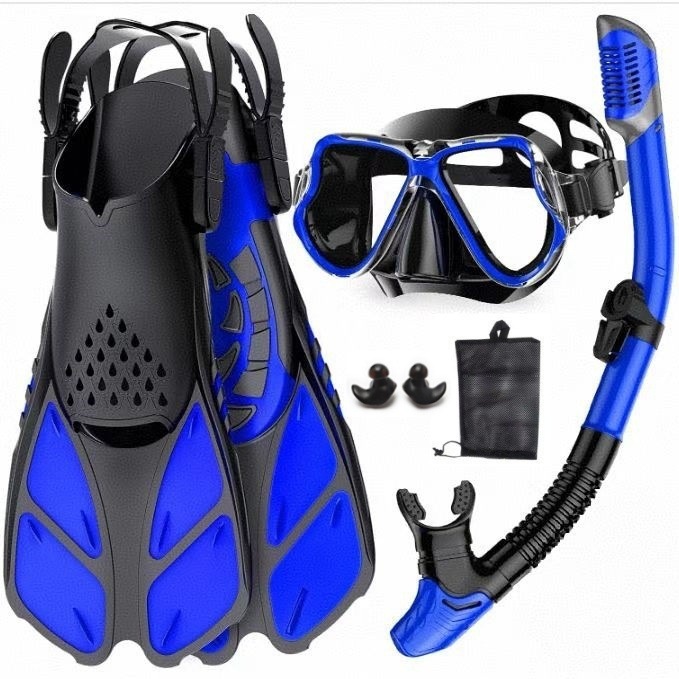 Cross-Border Popular Outdoor Sports Snorkeling Three-Piece Set Diving Mask Snorkel Adjustable Fins Swimming Equipment