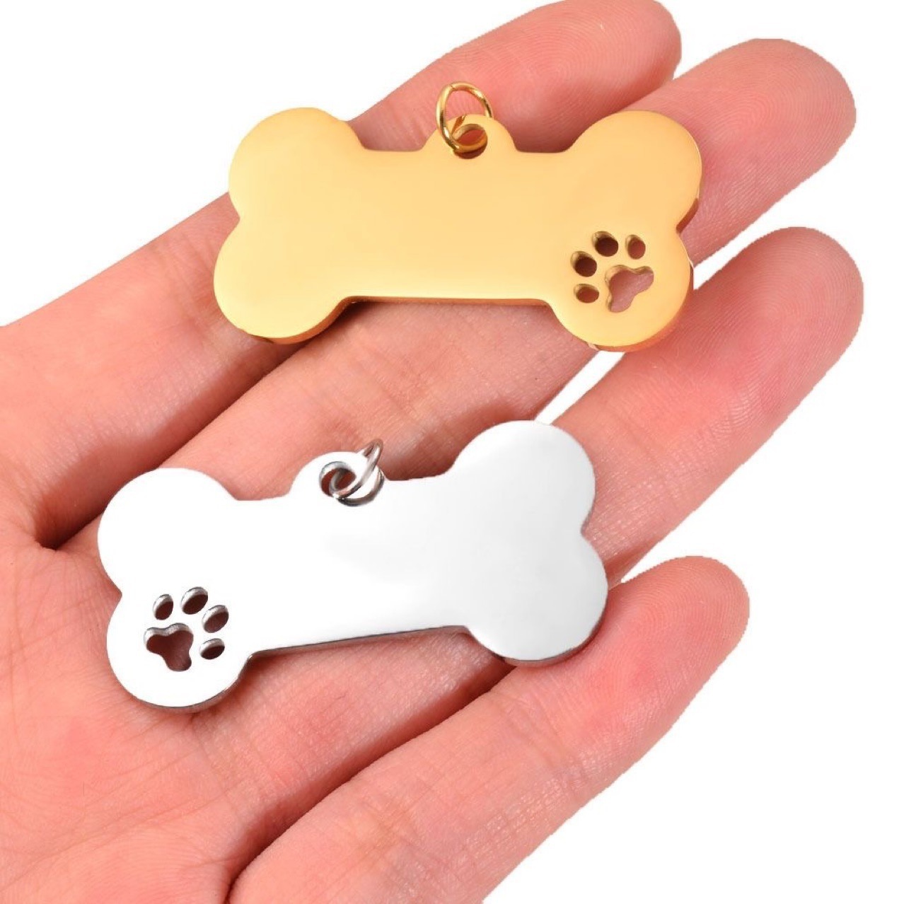 Fuente de fabricación de acero inoxidable pulido hueco hueso de garra de forma de pet colgante colgante de perro colgante en stock
