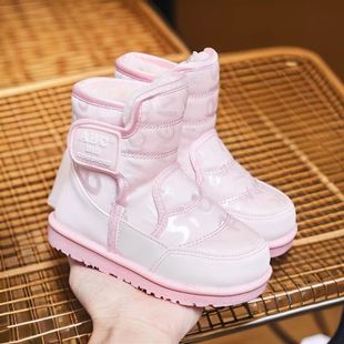Children's Mid-top Warm Cotton Shoes Winter New Fashion Boys' Thick Cotton Boots Girls' Casual Shoes Waterproof Printed Trendy