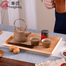 定制铁杉木托盘长方形原木色茶盘茶楼咖啡厅酒店饭店托盘激光LOGO