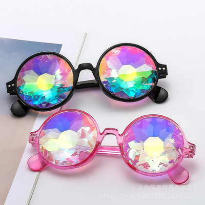 Kaleidoscope Concert Sunglasses Mosaic Glass Facets glasses Playground perform Clothes & Accessories collocation Sunglasses