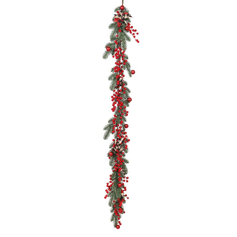 クリスマス PE レッドフルーツ籐サークルガーランドクリスマス装飾リボンガーランド 1.8m クリスマス籐ホリデードアフロント装飾|undefined