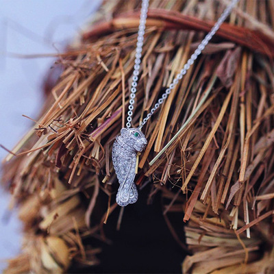 【秒】网红925银项链船锚豹子满钻小年轻设计感锁骨链项链女39149|ms