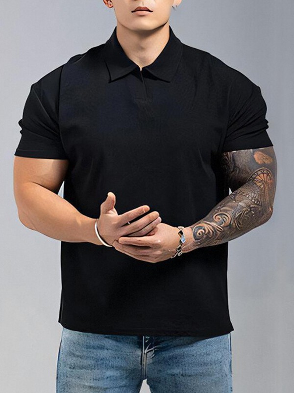 Sports solid T-shirt for leisure for gym for training