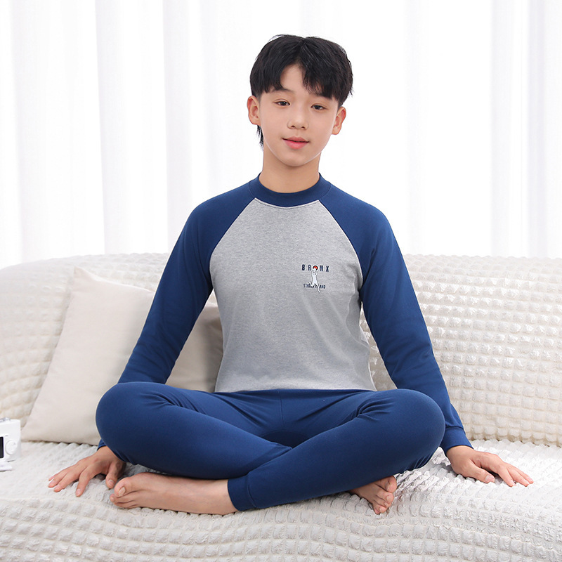 青少年秋衣秋裤纯棉男大童睡衣中学生打底棉毛衫女童保暖内衣套装|undefined