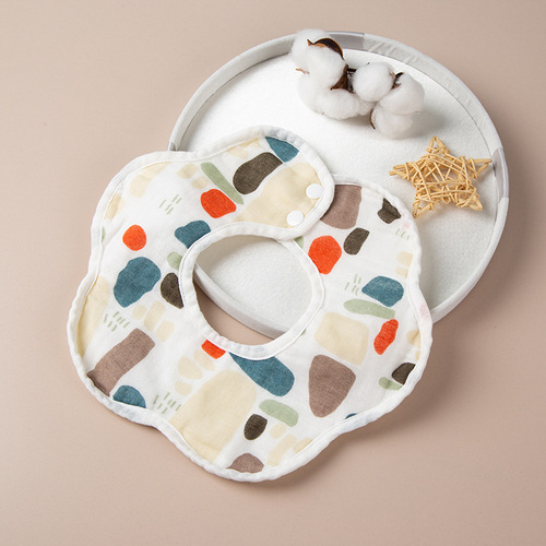 Gauze beanie velvet baby petal bib pure cotton baby saliva towel pure cotton waterproof autumn and winter thickened bib
