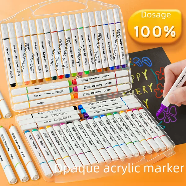 Noya Water-Based Acrylic Marker Pen Round Barrel Double-Ended Waterproof Brush Children's DIY Painting Soft-Tip Watercolor Pen