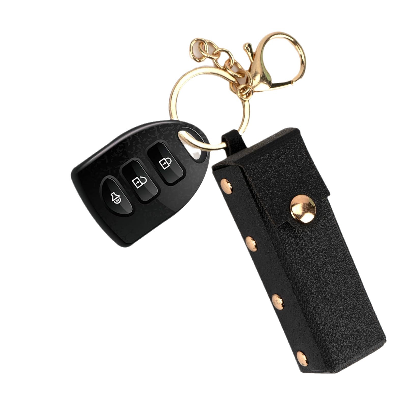 Fábrica directa remache lápiz labial bolsa llavero pequeño regalo PU cuero portátil transfronterizo coche bolsa colgante