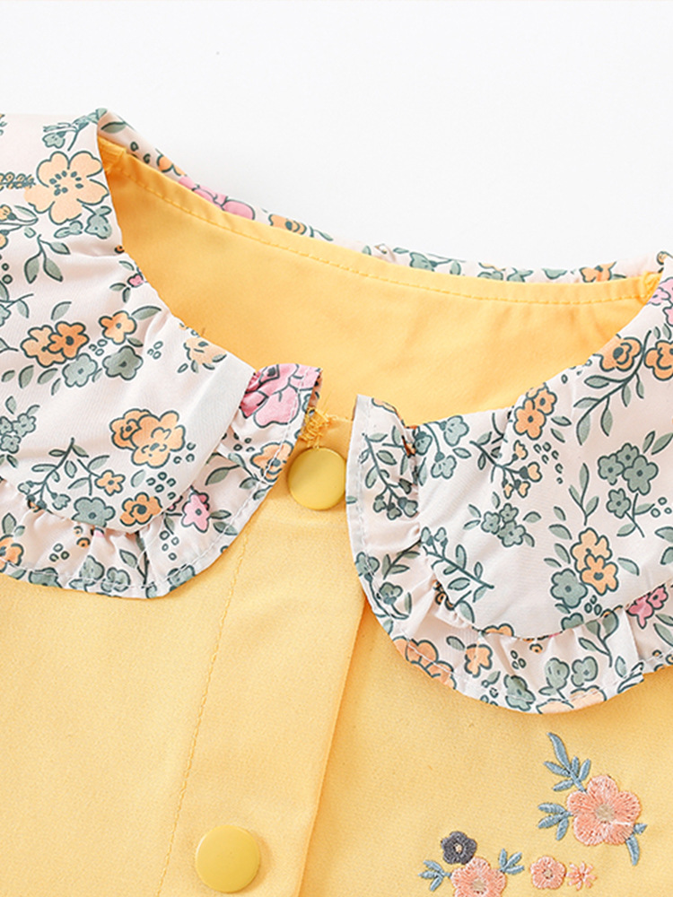 Malwee abrigo para niñas Primavera y otoño nuevos niños europeos y americanos medianos y pequeños estilo occidental niña bordada de manga larga para niños