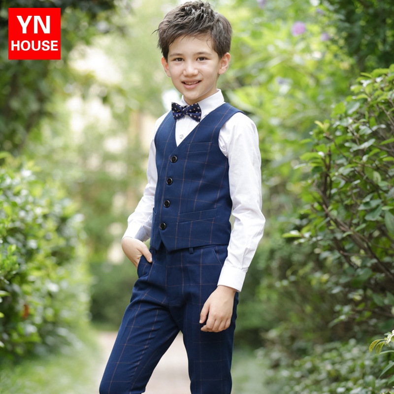 Vestido de niño chaleco niño traje flor niña anfitrión niños chaleco traje rendimiento Big Boy piano traje