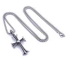 跨境饰品批发克罗心十字架嘻哈个性不锈钢吊坠欧美男士项链