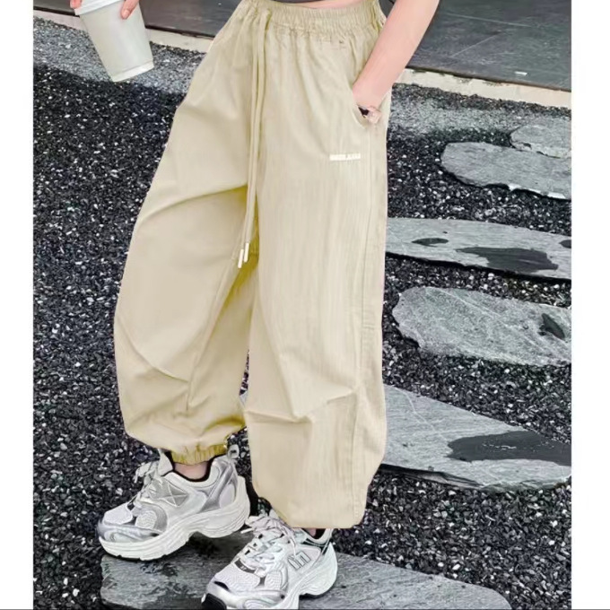 New Style Girls' Pants Summer Clothes Little Girls Thin Cool Quick-Drying Pants Casual Loose Sports Pants Long Pants
