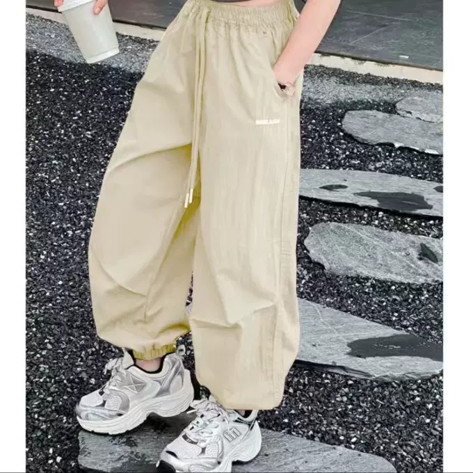 新款女童童裤夏装小女孩薄款冰爽速干裤休闲宽松运动裤长裤子