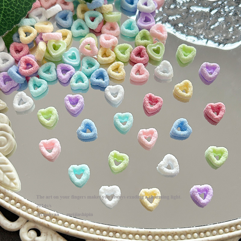 New Macaron Color Hollow Love Nail Art Small Jewelry Luminous Joker diy Cream Gel Hairpin Nail Art Material