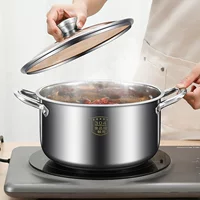 Кастрюля-Soup Pot из нержавеющей стали 304 с утолщённым дном, двойные ручки, совместима с индукцией и газом для кипячения