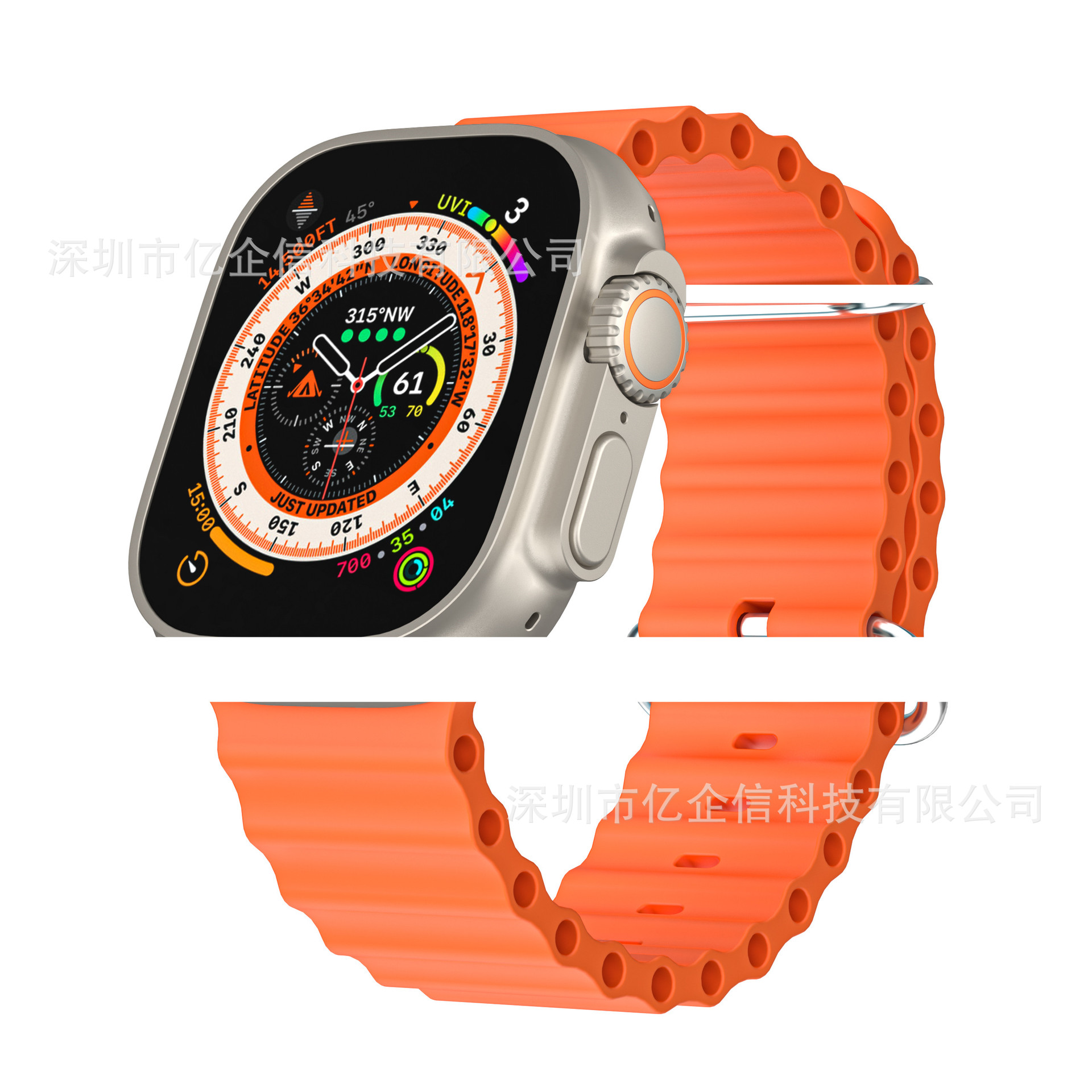 新款適用Apple Watch8代ultra海洋硅膠錶帶iwatch手錶 蘋果錶帶