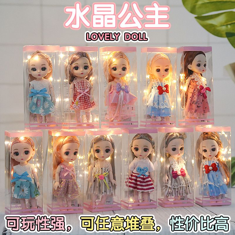 6寸灯光公主娃娃手办玩具 商超热卖女孩网红LED手伴18CM公仔娃娃