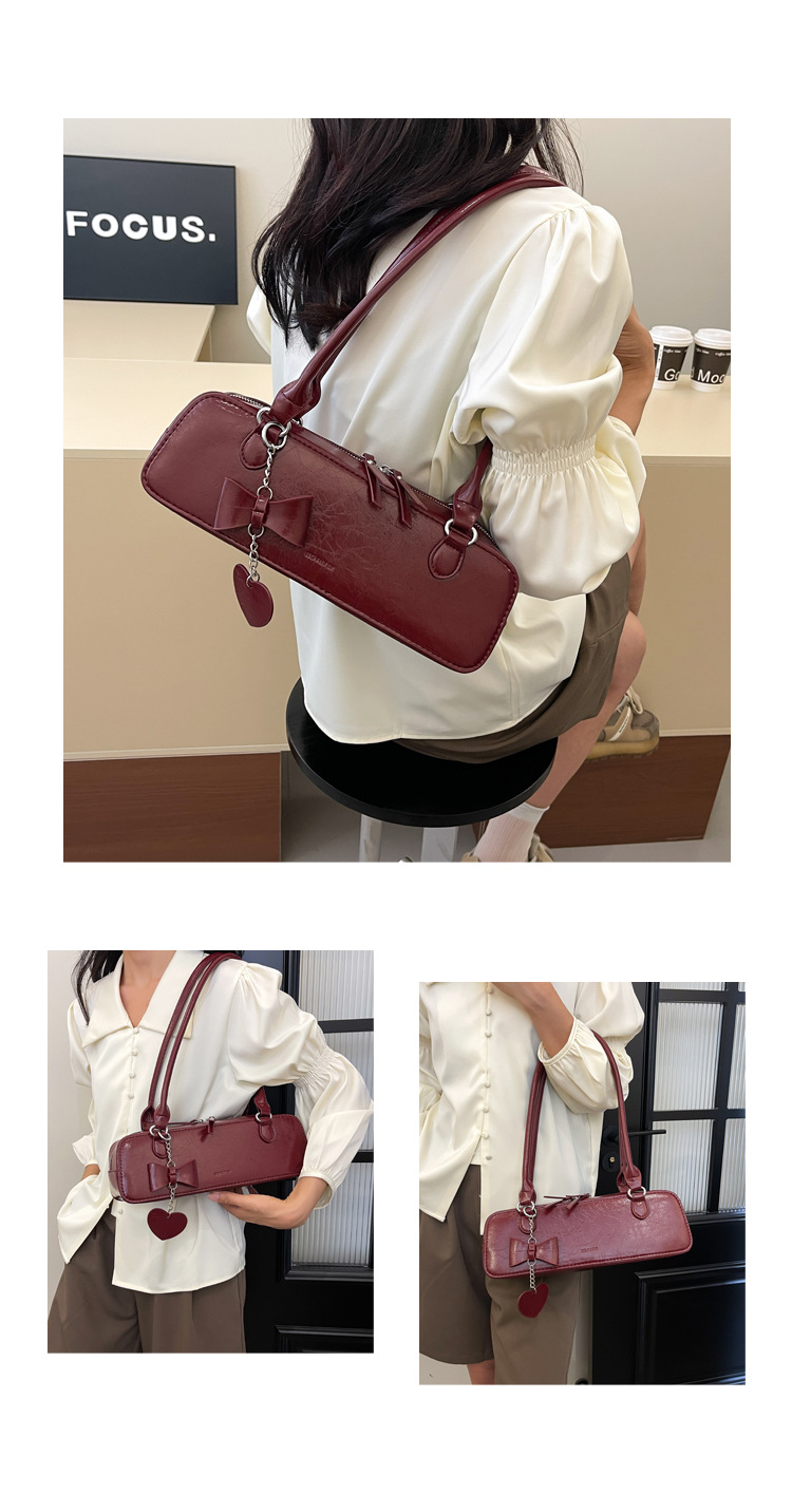 All Seasons Season Women's Medium Pu Leather Solid Color Bow Knot Streetwear Square Zipper Underarm Bag