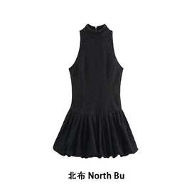 欧美工坊 外贸女装新款 ZA气球版立领牛仔连衣裙 6929289