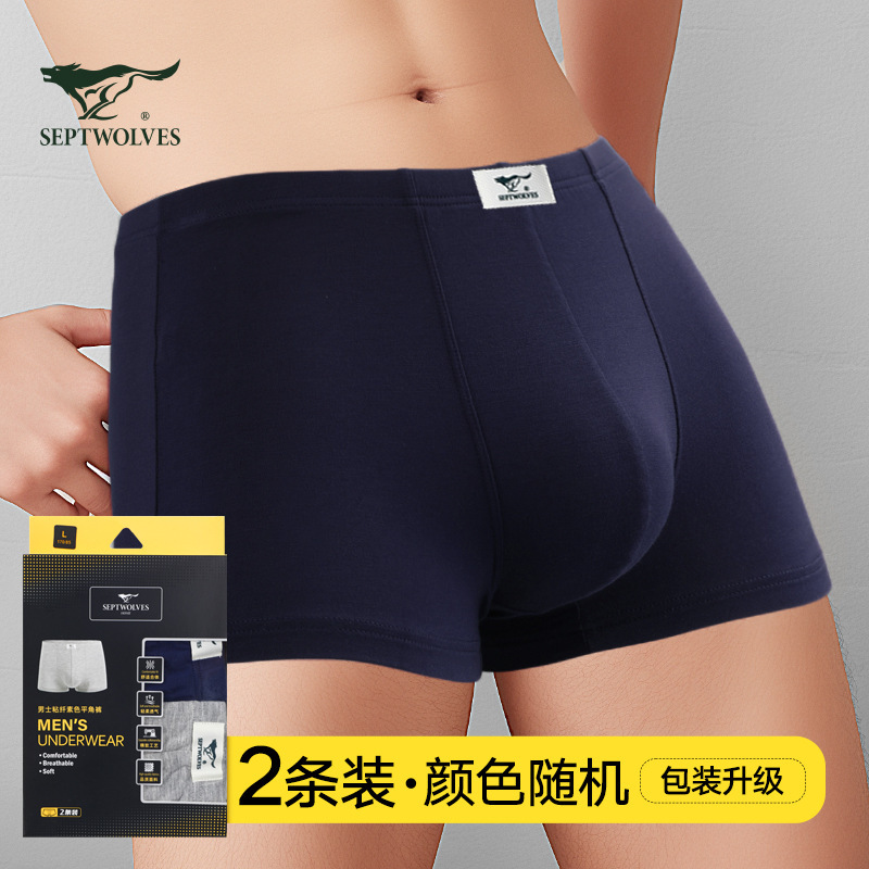 Septwolves Men's Underwear 03900 Viscose Plain Boxer Briefs Ice Silk Comfortable Supermarket Boxer Briefs 2 Pairs Box