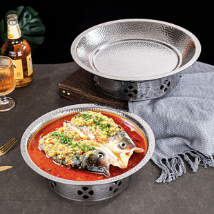 Three-layer Steel Japanese-style Hammer Pattern Non-stick Dry Pot Seafood Plate Crayfish Head Soup Pot Solid Alcohol Stove Hot Pot