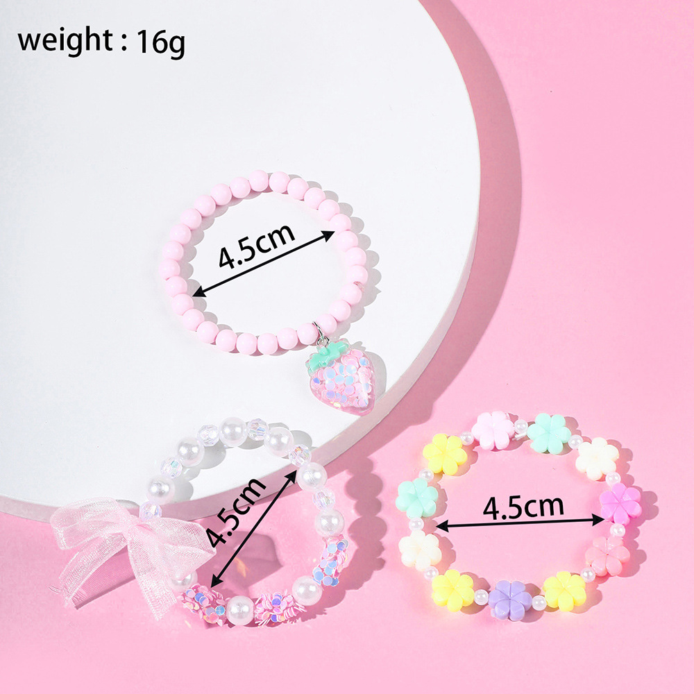 Colorful Acrylic strawberry pendant String Beads Bracelet Set
