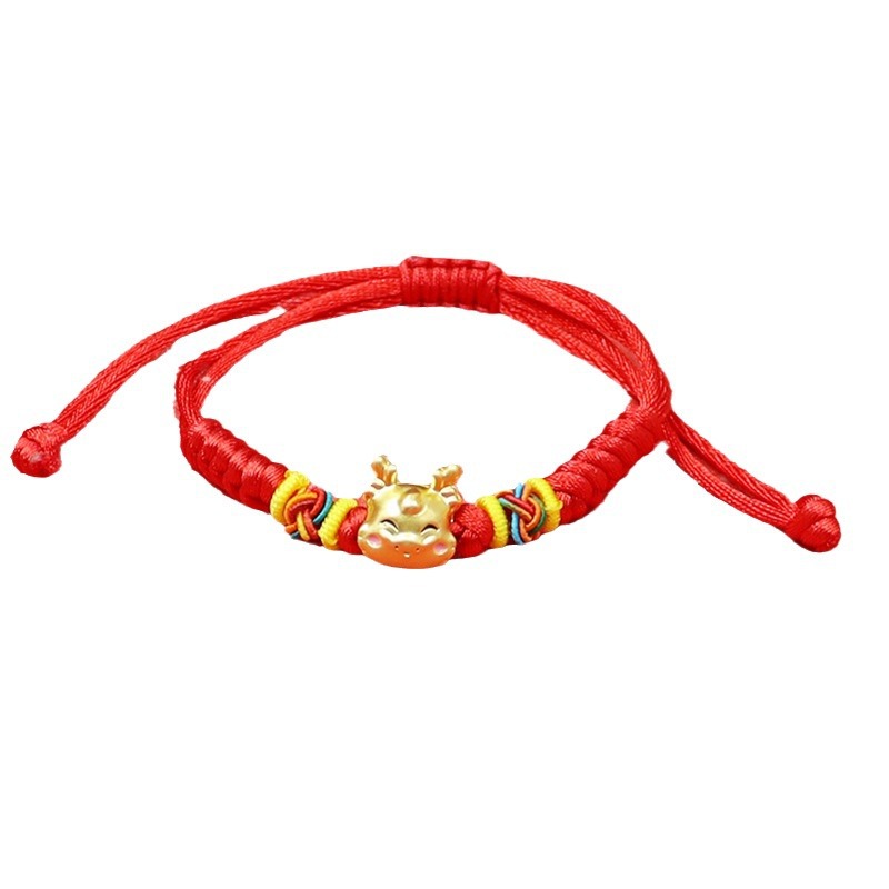 Dragon año Zodiaco año dragón rojo cuerda pulsera doce Zodiaco dragón pareja suerte cuentas pulsera tejida a mano