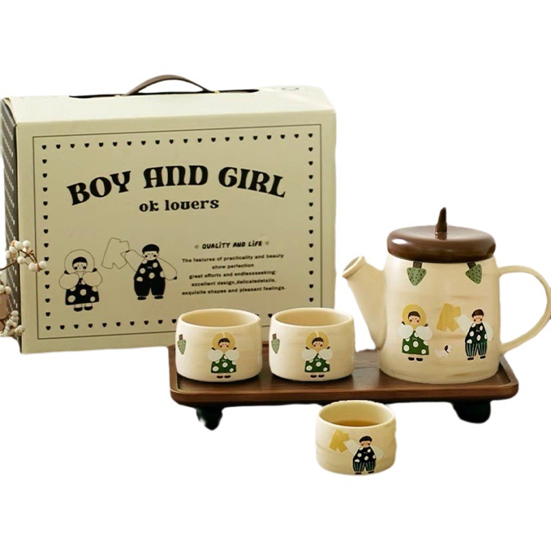 Couple water Cup suit household ceramic water cup kettle living room hospitality tea cup tea set housewarming new home water set cup set