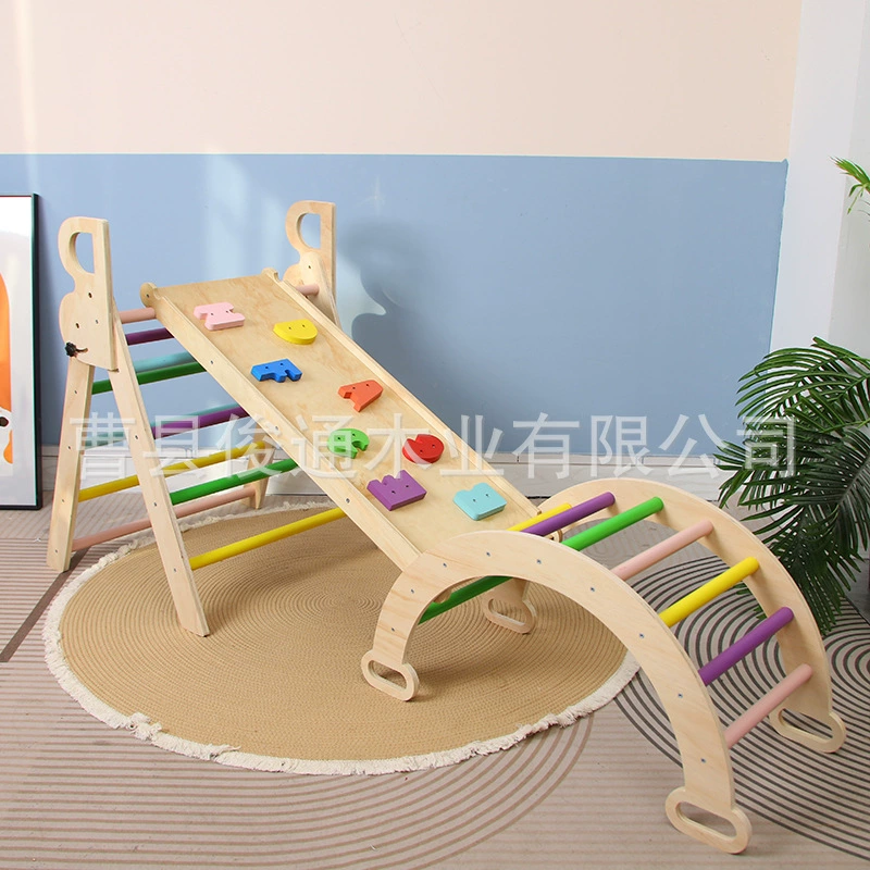 Детская крытая игровая площадка для скалолазания игрушка Монтессори деревянная горка арочный джойстик набор для скалолазания