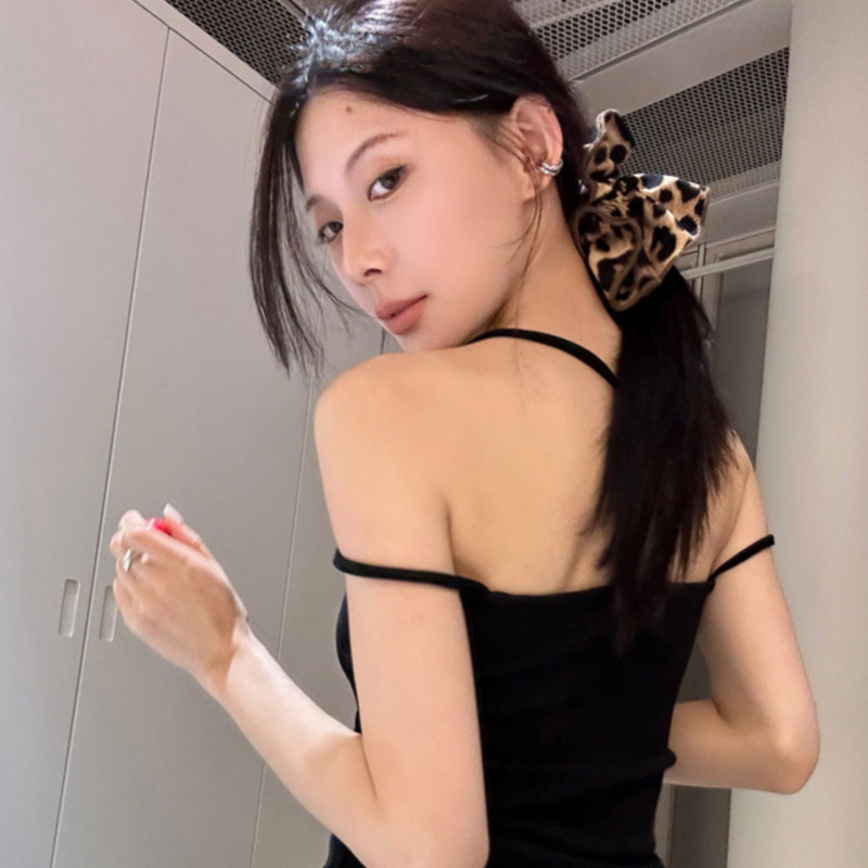 Red leopardo anillo de cabello intestinal de verano nuevo estilo de alta sensación de cabello de cola de caballo adornamiento de cabello