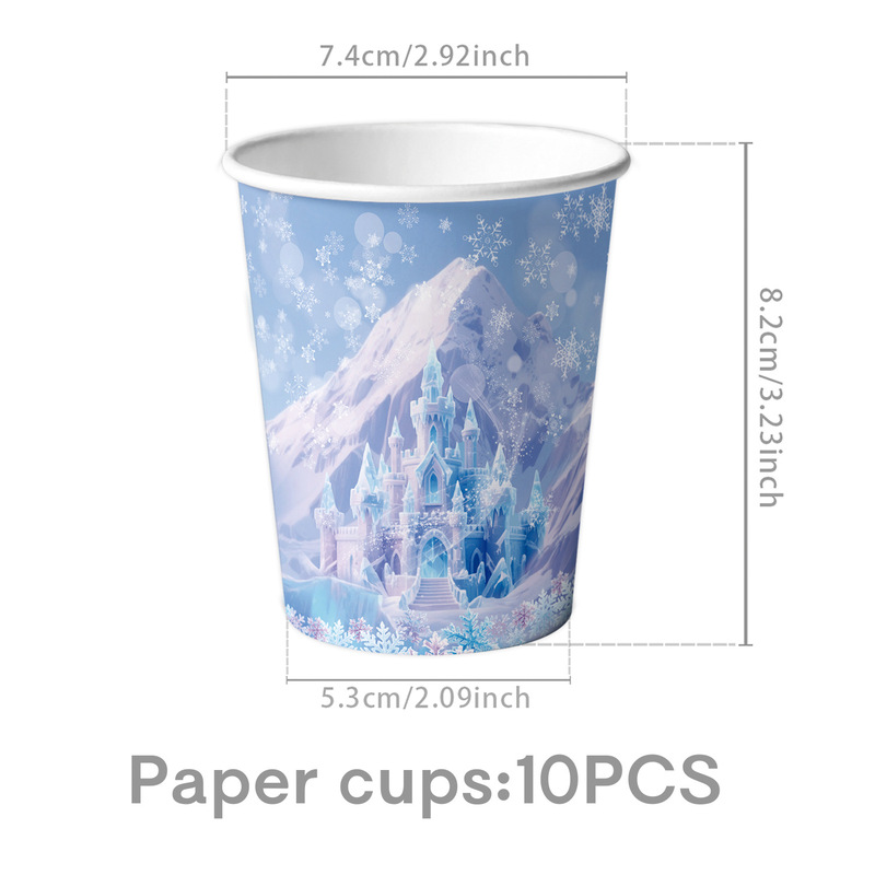 跨境新款擦边冰雪奇缘派对用品纸盘纸巾纸杯桌布生日餐具场景布置|undefined