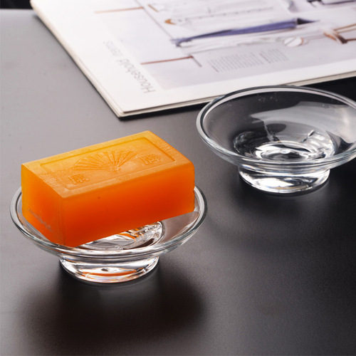 VHM7 wholesale multi-functional hotel transparent soap box household high-value ornaments large face wash shower glass small