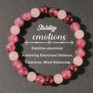 2025 Cross-Border New Products Natural Stone Crystal Strawberry Crystal Bracelet Garnet Rose Quartz Stone Wholesale Purchase