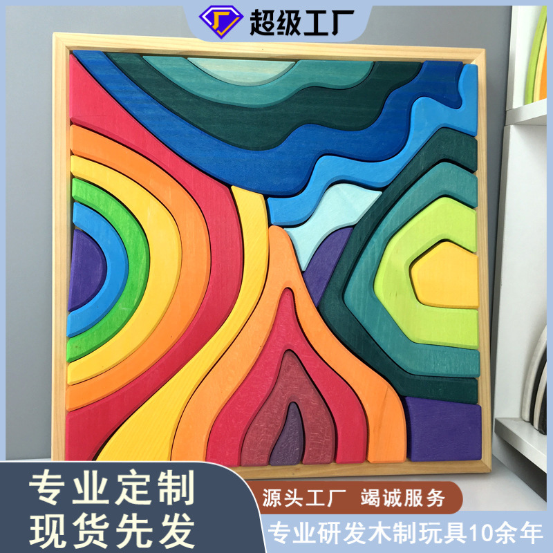 Los niños de madera pirámide escalera grande Arco Iris bloques Jenga educación temprana color cognición haya juguetes educativos