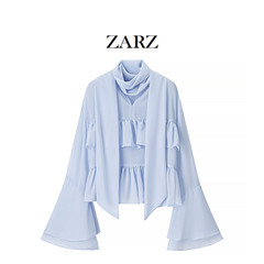 ZARZ 自家製ヨーロッパとアメリカンスタイルの新しい女性のファッショナブルなカジュアルファッションシフォン長袖シャツ