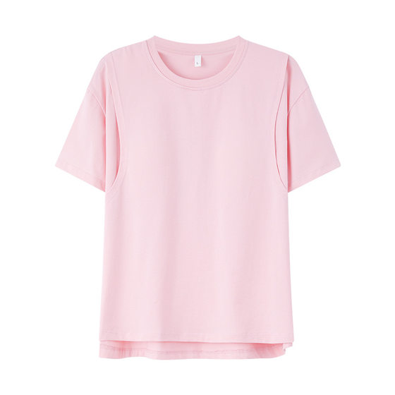 Pure Cotton Breastfeeding Top Short-sleeved Summer Thin Korean-style Loose Home Clothes Pregnant Women's Pajamas Postpartum Breastfeeding Moon Clothes
