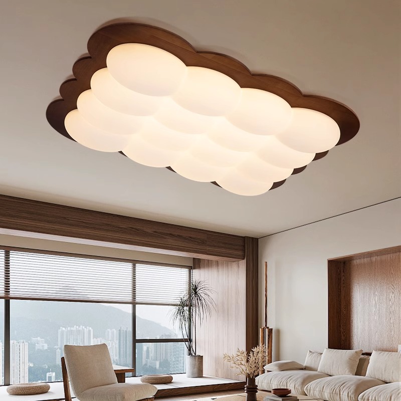 简约北欧风胡桃木led吸顶灯实木客厅大厅灯主卧室餐厅房间吸顶灯