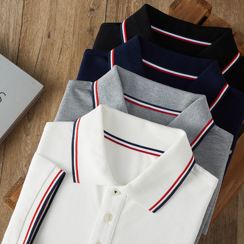 High-end 230g heavy combed cotton shirt collar polo shirt men's short-sleeved T-shirt solid color business men's polo shirt