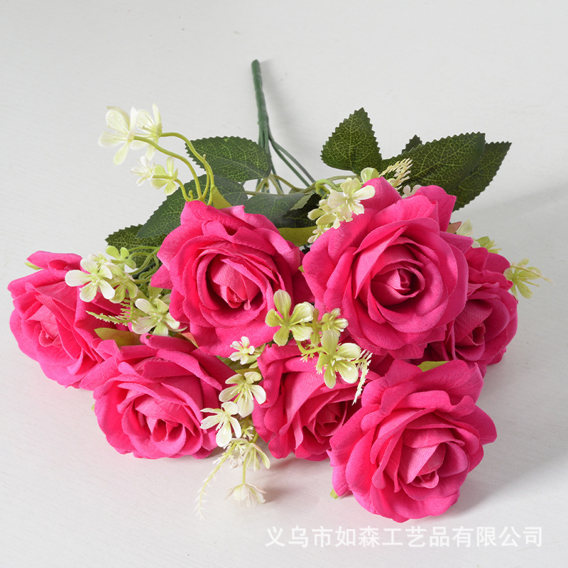 Flor artificial rosa roja naranja flor artificial Rosa flor artificial salón de bodas boda decoración del hogar flor artificial al por mayor