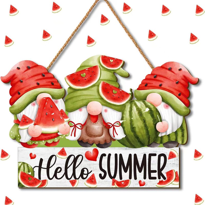 Cross-border New Summer Decoration Watermelon Gnome Logo Rustic Front Door Courtyard Farmhouse Home Watermelon Harvest Decoration