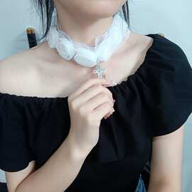 白色珍珠玫瑰花网纱蕾丝花边diy手工装饰衣服帽子蔷薇蕾丝边秦之
