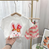 Summer sports suit, children's rabbit, T-shirt, set girl's, summer clothing