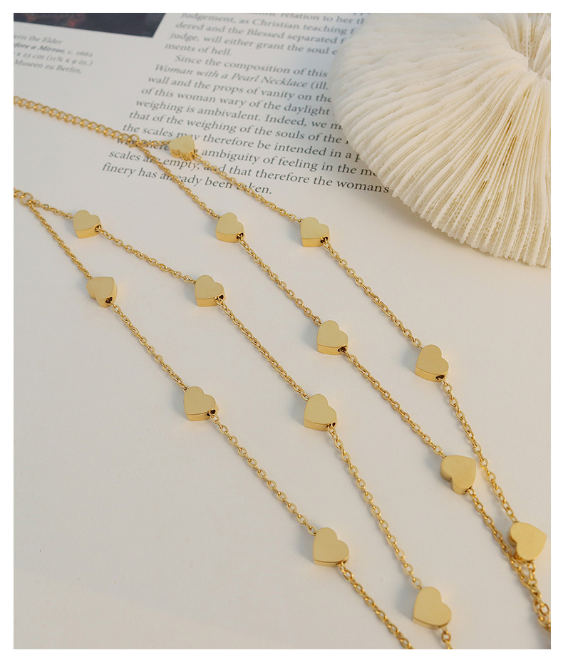 Korea bracelet small heart double layered bracelet titanium steel 18k gold plated bracelet