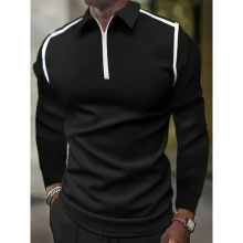 M 30892 3D printed plaid long-sleeve Polo 3D ӡ�����ӳ��� Po